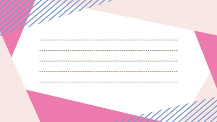 シンプルな斜めストライプの便箋ピンク