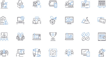 Business campus line icons collection. Innovation, Collaboration, Nerking, Entrepreneurship, Education, Investment, Incubation vector and linear illustration. Sustainability,Growth,Creativity outline