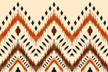 Ethnic ikat seamless pattern in tribal. Aztec geometric ethnic ornament print. Ikat pattern style. Design for background, wallpaper, illustration, fabric, clothing, carpet, textile, batik, embroidery.