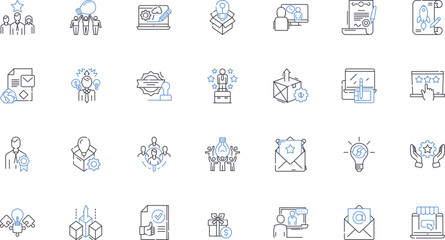 Outreach concept line icons collection. Connection, Nerk, Community, Involvement, Outreach, Partnership, Collaboration vector and linear illustration. Communication,Engagement,Impact outline signs set