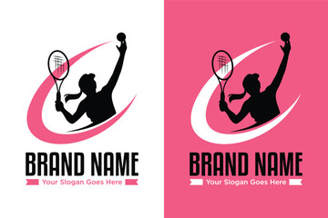 simple modern women tennis sports illustration logo design