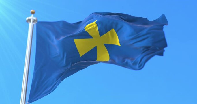 Flag of Poltava Oblast, Ukraine. Loop