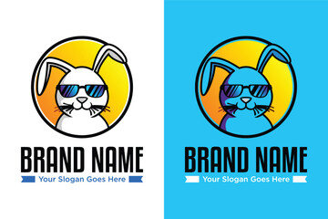 cool Rabbit eyeglasses vector illustration logo design