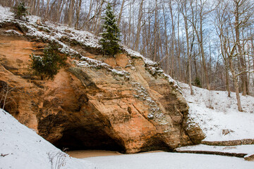 Gutmana Cave, cliff, Sigulda, Latvia