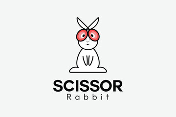 scissor bunny creative vector logo design template
