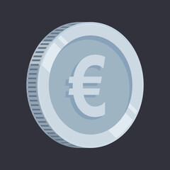 Obraz premium Euro Coin Silver Money Vector