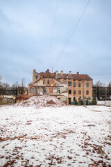 Fototapeta na wymiar old abandoned building, RIGA, LATVIA, WINTER