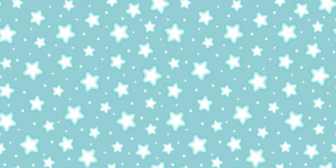Seamless pattern with white stars on a blue background. Vector illustration.