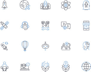 Innovative Solutions line icons collection. Disruptive, Cutting-edge, Futuristic, Revolutionary, Inventive, Progressive, Radical vector and linear illustration. Novel,Creative,Visionary outline signs