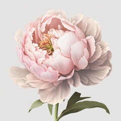 Fresh peony flower isolated on the white background. Generative AI