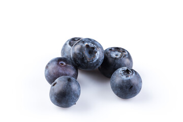 Blueberries on white background