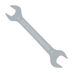 Colorful realistic horn wrench in flat style, on white background. Handyman tool for home repair. Construction themed vector illustration for icon, logo, sticker, patch, label, sign. Vector