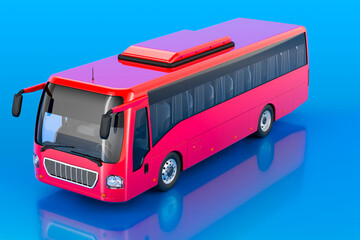 Bus on blue background, 3D rendering