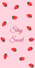 Cute pink vector , background with strawberry's 