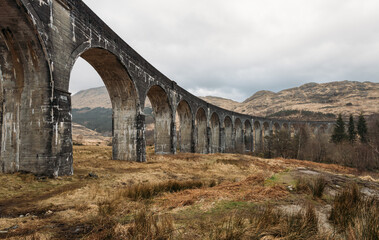 Fototapeta na wymiar Glenfinnan Viaduct in West Highland Line in Glenfinnan in Schottland