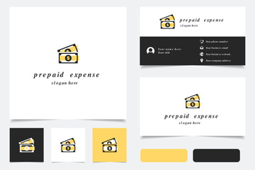 Prepaid expense logo design with editable slogan. Branding book and business card template.