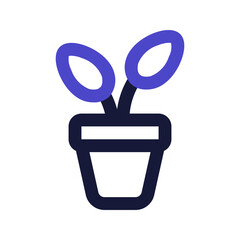 flower pot line color icon