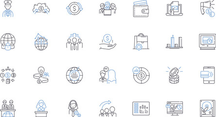Trust company line icons collection. Security, Banking, Fiduciary, Financial, Asset, Management, Estate vector and linear illustration. Trustee,Investments,Governance outline signs set