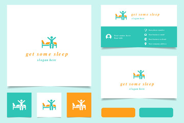 Get some sleep logo design with editable slogan. Branding book and business card template.