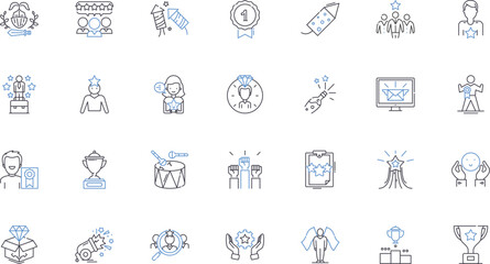 Skilled experts line icons collection. Professionals, Specialists, Virtuosos, Masters, Gurus, Experts, Leaders vector and linear illustration. Talents,Genius,Savants outline signs set