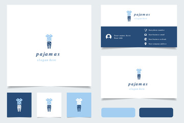 Pajamas logo design with editable slogan. Branding book and business card template.