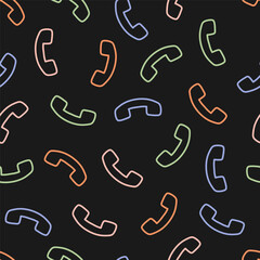 Seamless pattern with colorful outline phone