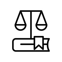 Law Book outline icon for degree, law, university, education, justice, book, legal, legislation, business and finance, oath logo