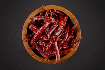 dried chili on stone background