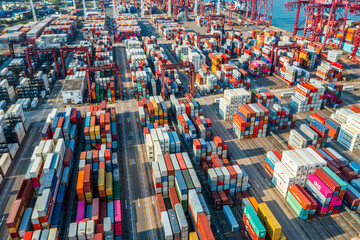 Top view of Hong Kong cargo terminal port