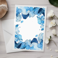 Generative ai, valentine greeting card decorated with blue petals