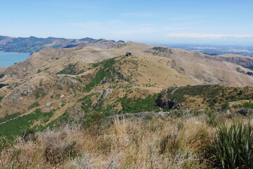 Blick vom Mount Pleasant Bergwelt bei Christchurch und Lyttleton in Neuseeland mit Caldera