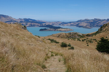 Blick vom Mount Pleasant Bergwelt bei Christchurch und Lyttleton in Neuseeland mit Caldera