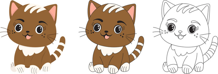 kitten coloring book isolated vector