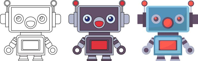 Fototapeta premium robot coloring book isolated vector