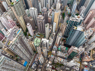 Fototapeta na wymiar Top view of Hong Kong city in Sheung Wan