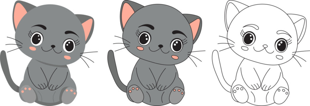 kitten coloring book isolated