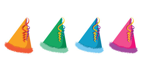 colorful party hat celebration element vector illustration
