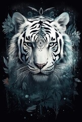 White tiger in the moonlight Generative Ai