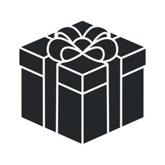 Silhouette mystery gift box icon on isolated white background. Random secret loot box isometric concept. Vector illustration logo design.