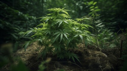 cannabis tree in the forest