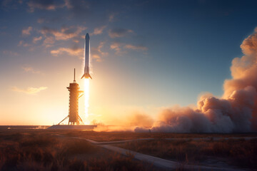 Modern Generative AI Rocket Launch for Space Exploration
