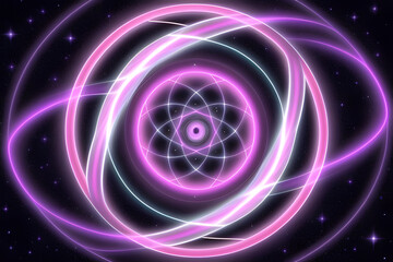 Healer Sensing High Vibrational Healing Vortex - female hands with wide fingers on the edge of a large perfect spiral of energy against a wispy pink gaseous energy background with copy space