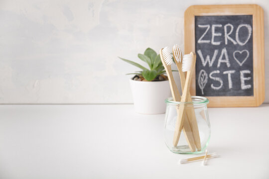 Zero waste concept. Eco-friendly bathroom accessories, copyspace