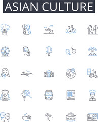 Asian culture line icons collection. Eastern culture, , , , , , vector and linear illustration. ,, outline signs set