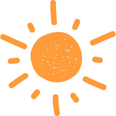 Beautiful yellow sun illustration vector png decoration. children's style illustration. cute sun decorative clipart of a sun. colorful vector sun illustration.