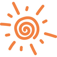 Beautiful orange sun illustration vector png decoration. children's style illustration. cute sun decorative clipart of a sun. colorful vector sun illustration.