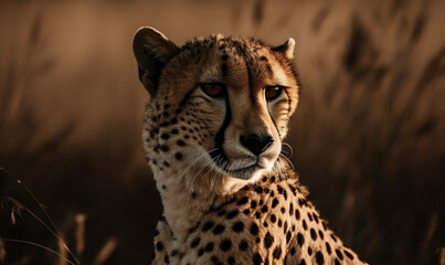 close up photo of cheetah in its natural habitat. Generative AI