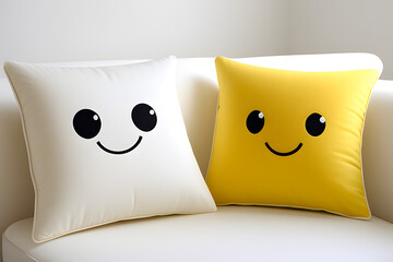 Cushion emoticon wink face isolated in white background