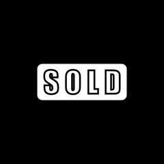 Sold icon isolated on black background. 