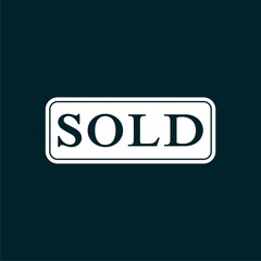 Auction sold icon isolated on dark background 